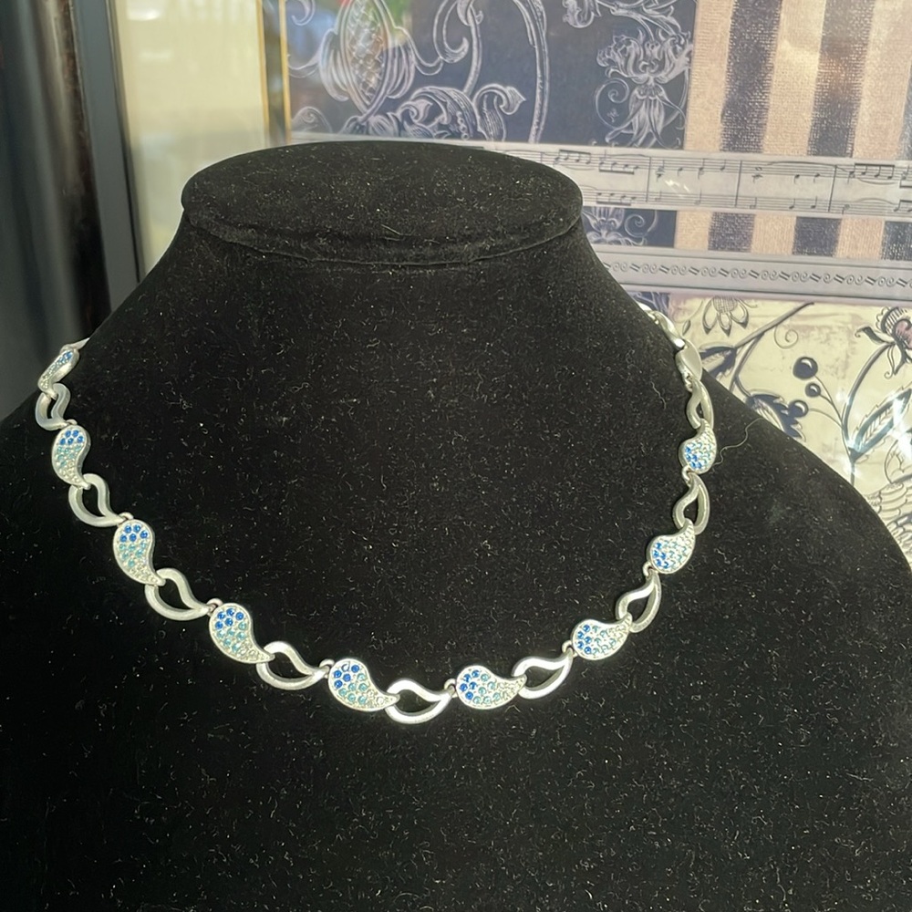 Wings in Unison Silvertone Choker Necklace